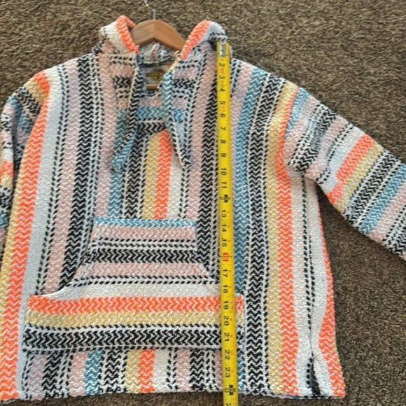 Earth Ragz Mexican Blanket Hoodie Baja Hippie Pullover Size Small - Picture 7 of 9